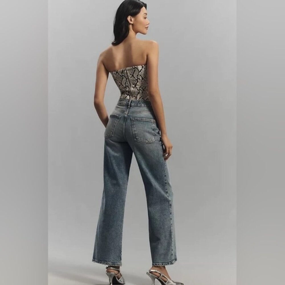 Anthropologie Pilcro Austyn High Rise Wide Leg Embellished Uncuffed Edition